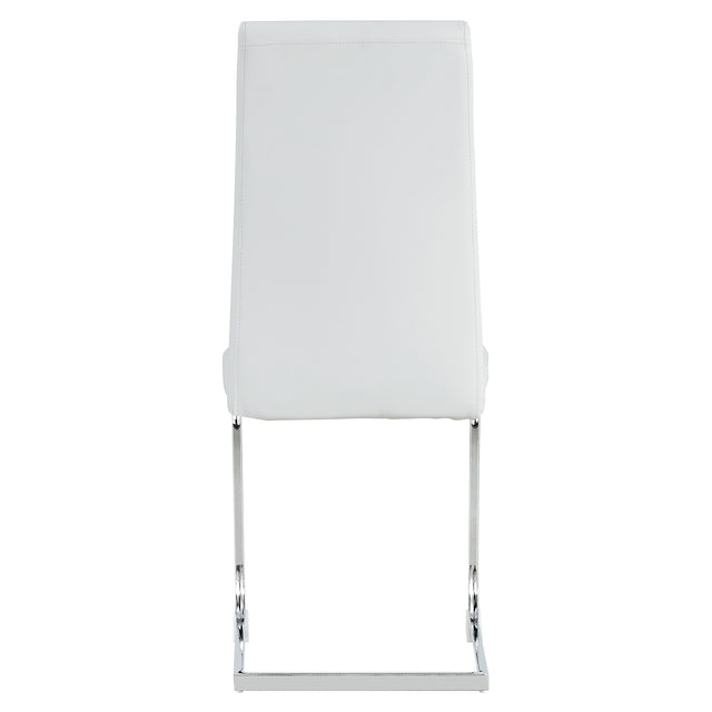 Modern Dining Chairs, PU Faux Leather High Back Upholstered Side Chair，for Dining Room Kitchen Vanity Patio Club Guest Office Chair (Set of 4) (White+PU Leather)