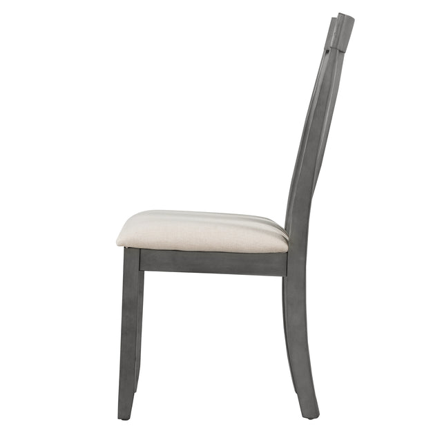 TREXM Set of 4 Dining Chairs Soft Fabric Dining Room Chairs with Seat Cushions and Curved Back  (Gray)