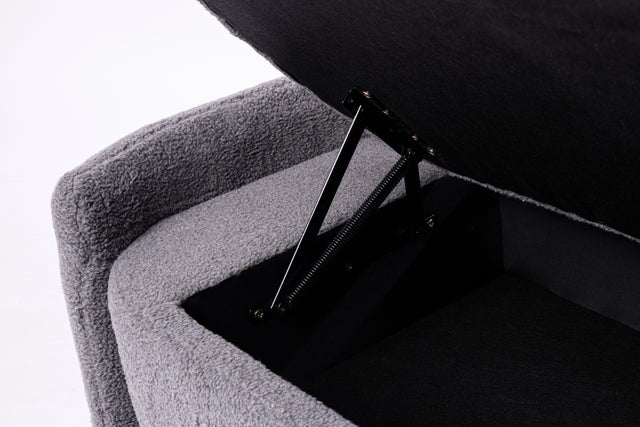 2152 Footstool with storage function gray teddy fabric suitable for hallway bedroom  living room