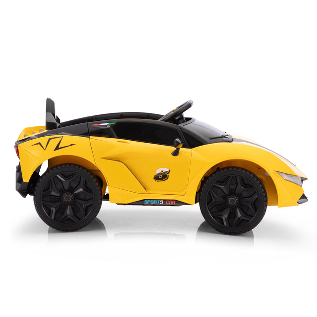 Kids Ride on Car, 12V Battery Powered Sports Vehicle with 2.4G RC, Music, LED Lights, Toddler Electric Car for Indoor Outdoor Play, 3-6 Years Old, Yellow