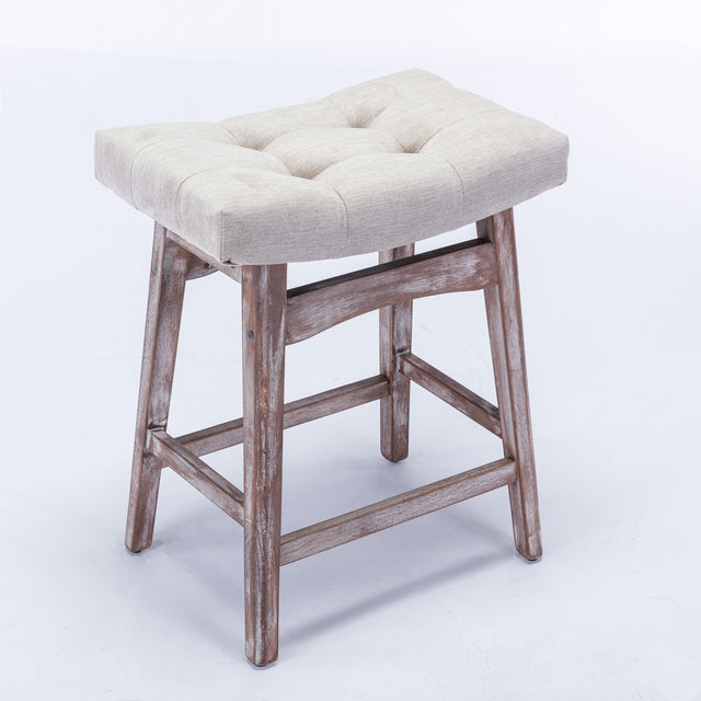 A&A Furniture,Counter Height 25"  Stools for Kitchen Counter Backless Faux Leather Stools Farmhouse Island Chairs (25 Inch, Beige,Set of 2)