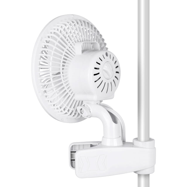 HealSmart 6-Inch Grow Tent Poles Clip Fan, Monkey Fan, Manually Adjustable 90° Angles, 15W, 2-Speeds Control, 63 inch Cord Length, White