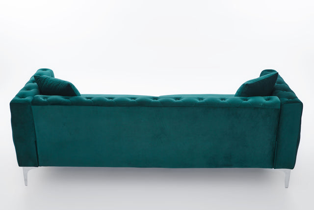 2155 sofa includes 2 pillows 78" green velvet sofa for small spaces