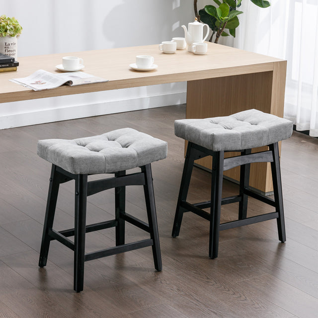 A&A Furniture,Counter Height 25" Stools for Kitchen Counter Backless Faux Leather Stools Farmhouse Island Chairs (25 Inch, Gray,Set of 2), SW1838GY