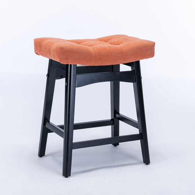 A&A Furniture,Counter Height 25" Stools for Kitchen Counter Backless Faux Leather Stools Farmhouse Island Chairs (25 Inch, Orange,Set of 2),SW1838OG