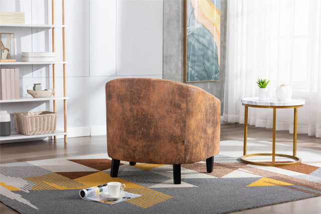 COOLMORE accent Barrel chair living room chair with nailheads and solid wood legs  Light  Coffee microfiber fabric