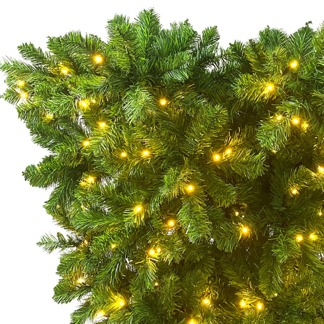 Upside Down Green Christmas Tree, Xmas Tree with LED Warm White Lights, Reinforced Metal Base & Easy Assembly 6ft, w/1,000 Lush Branch Tips, 360 LED Lights X-mas