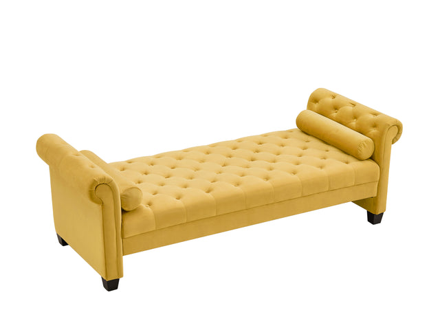 2038 Yellow Pleuche Rectangular Large Sofa Stool