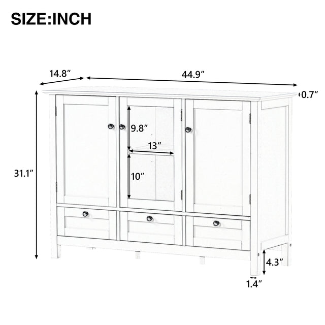 U_STYLE 44.9'' Accent Cabinet Modern Console Table Sideboard for Living Room Dining Room With 3 Doors, 3 Drawers