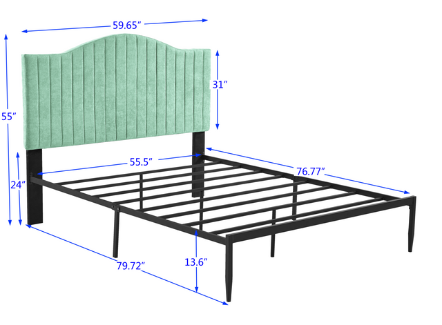 B111 Full bed Beautiful line stripe cushion headboard  Strong iron frame with high temperature paint