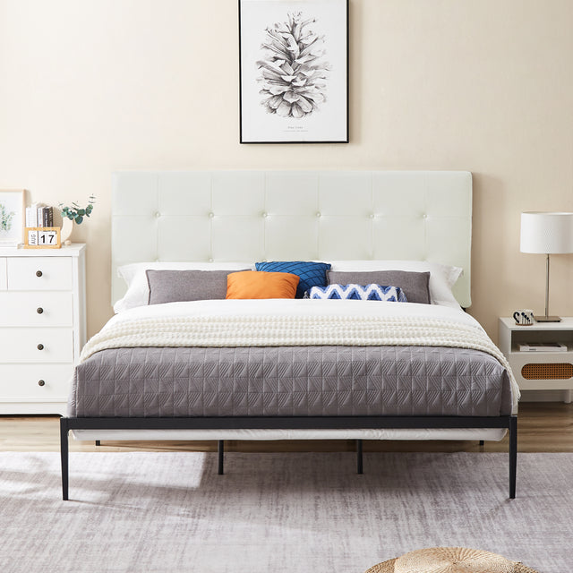 B112 King bed PVC cover haedboard with Sponge interlayer.  Strong iron frame with high temperature paint