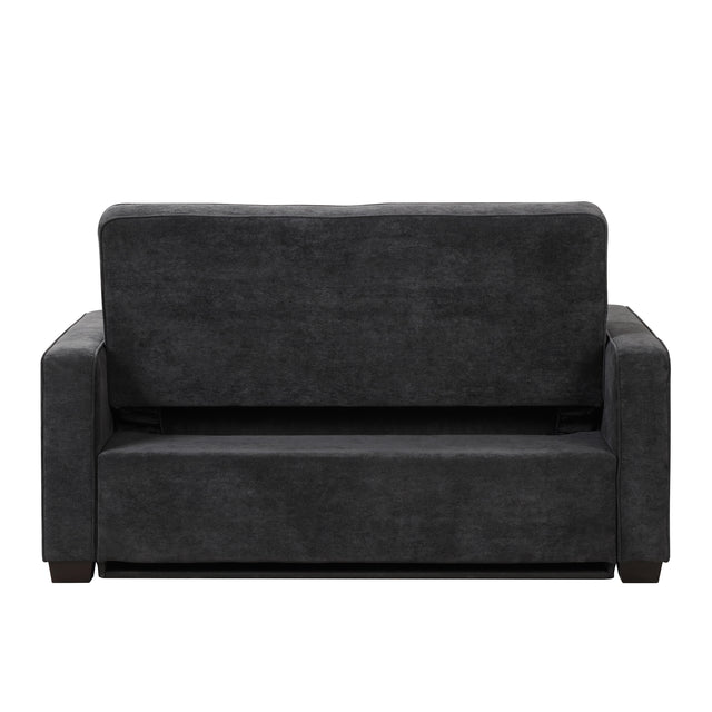65.7" Velvet Upholstered Sleeper Bed , Pull Out Sofa Bed Couch attached two throw pillows,Dual USB Charging Port and Adjustable Backrest for Living Room Space, Black