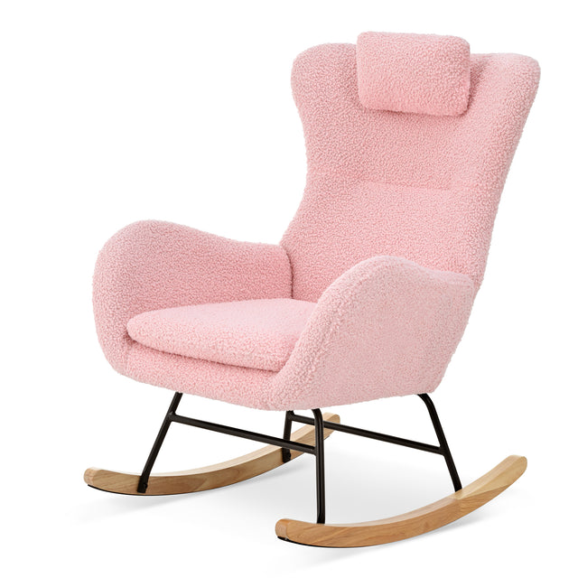 Rocking Chair - with rubber leg and cashmere fabric, suitable for living room and bedroom