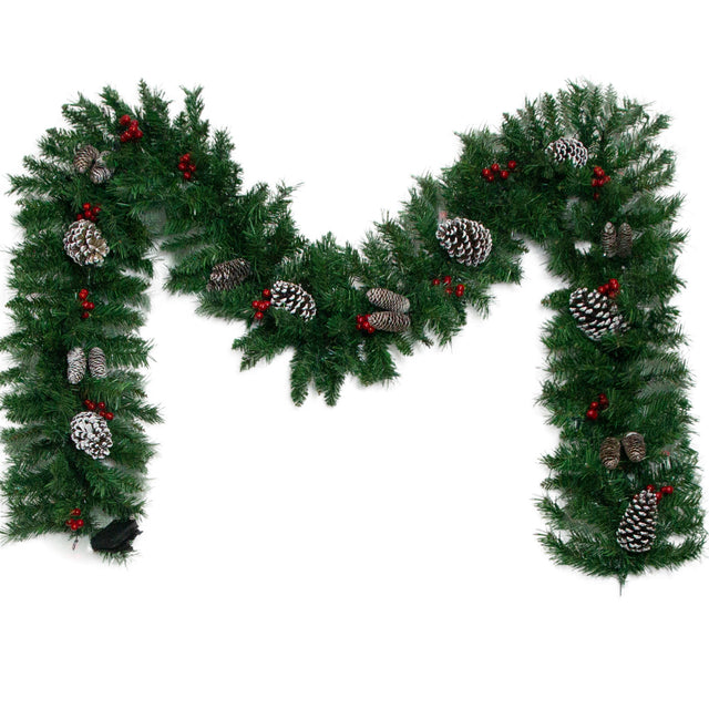 Pre-lit Xmas Tree Artificial Christmas 4-Piece Set,Garland, Wreath and Set of 2 Entrance Trees X-mas