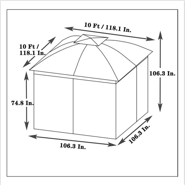 10x10 Ft Outdoor Patio Garden Gazebo Canopy, Outdoor Shading, Gazebo Tent With Curtains