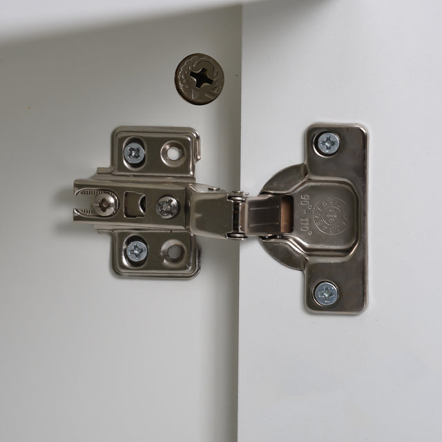 ON-TREND Hall Tree Entryway Bench with Shelves Cabinet and Four Hooks, 3-in-1 Design, White