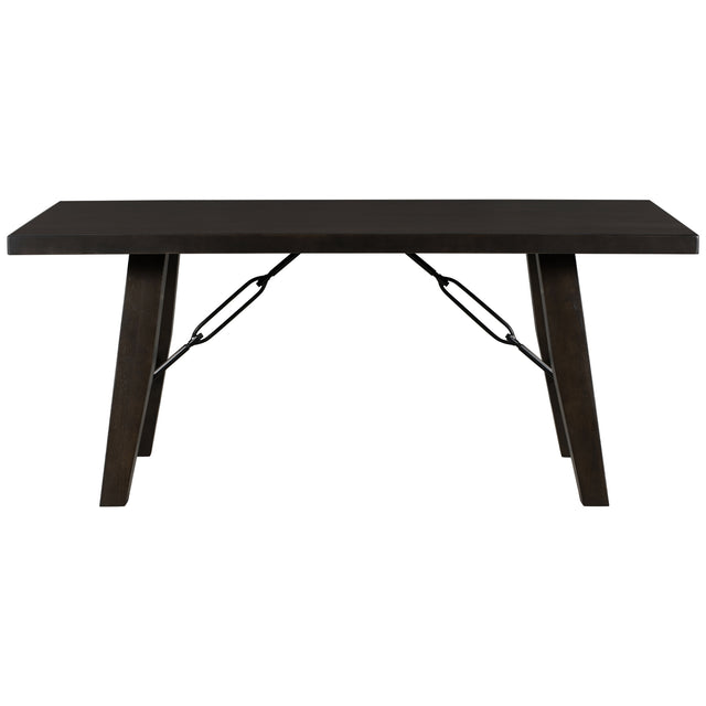 TREXM Industrial Style 72" Wooden Rectangular Table with Chain Bracket (Espresso)