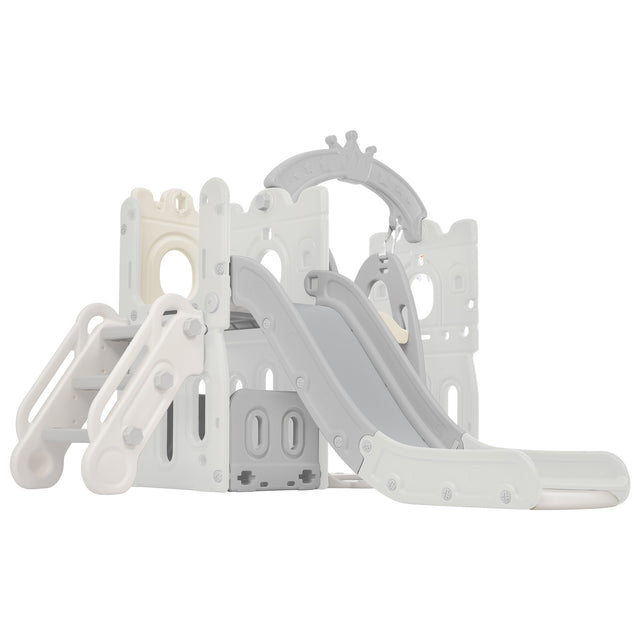 Toddler Slide and Swing Set 5 in 1, Kids Playground Climber Slide Playset with Basketball Hoop Freestanding Combination for Babies Indoor & Outdoor