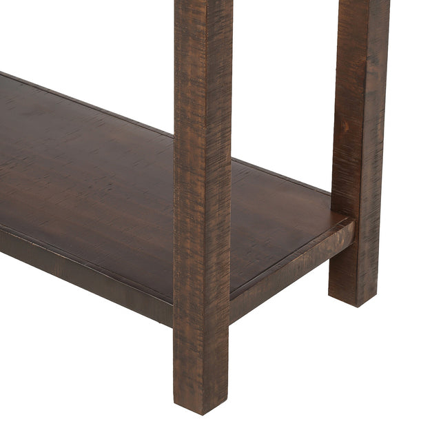 TREXM Rustic Brushed Texture Entryway Table Console Table with Drawer and Bottom Shelf for Living Room（Espresso）