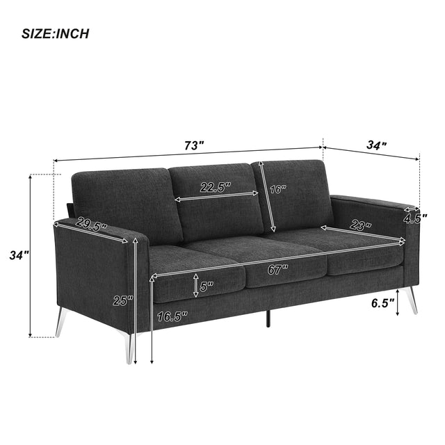 [VIDEO provided] [New]Modern 3-Piece Sofa Sets with Sturdy Metal Legs,Linen Upholstered Couches Sets Including 3-Seat Sofa, Loveseat and Single Chair for Living Room Furniture Set (1+2+3 Seat)