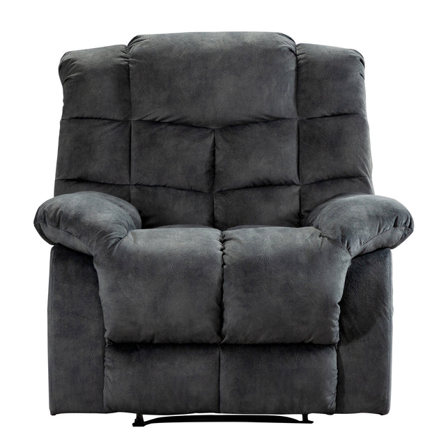 Recliner Chair Overstuffed, Manual Reclining Single Couch Wide Seat with Thickened Headrest and Back (Gray)