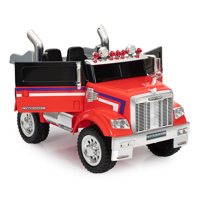 12V Kids Battery Electric Ride On Car Toy, Optimus Prime Truck with Remote Control, Transformers Die-Cast Vehicle W/ Music, Rear Loader, Red