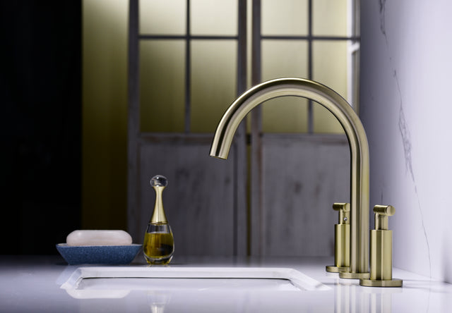 Two Handle High Arc Widespread Bathroom Sink Faucet 3 Hole
