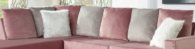 Martha Reversible Sectional Made with Wood in Pink