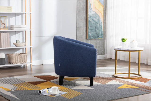 COOLMORE accent Barrel chair living room chair with nailheads and solid wood legs  Black  Navy  Linen