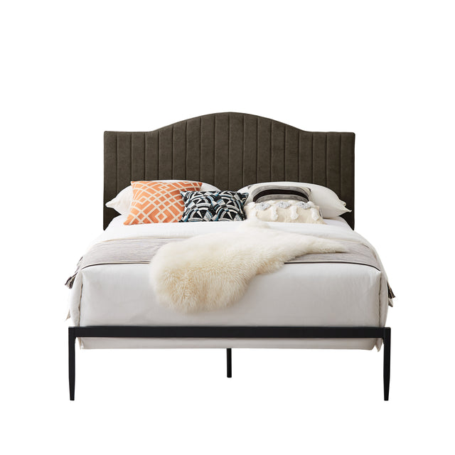 B111 Full bed Beautiful line stripe cushion headboard  Strong iron frame with high temperature paint