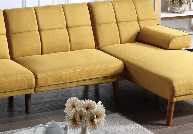 Mustard Color Polyfiber Sectional Sofa Set Living Room Furniture Solid wood Legs Tufted Couch Adjustable Sofa Chaise