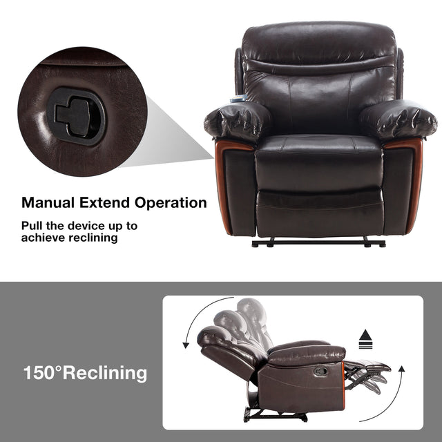 Orisfur. Massage Recliner PU Leather Sofa Chair with Heating and Massage Vibrating  Function