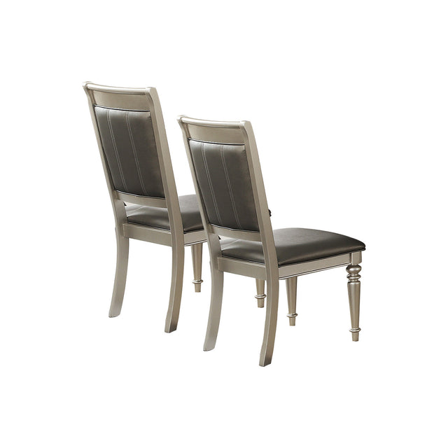 Dining Chairs With Tufted Back, Silver(Set Of 2)