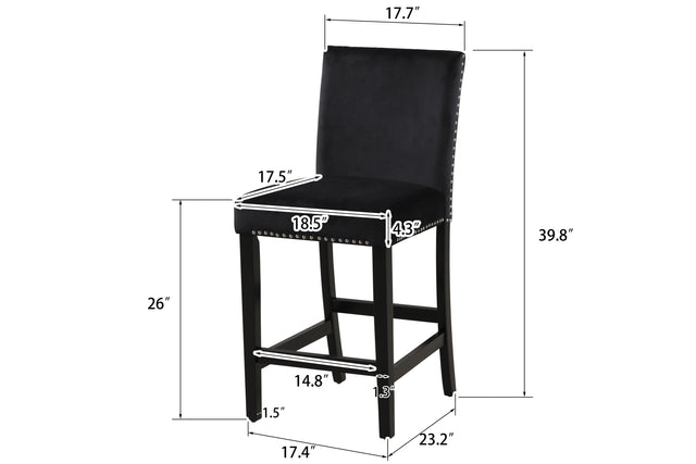 5-piece Counter Height Dining Table Set with One Faux Marble Dining Table and Four Upholstered-Seat Chairs,for Kitchen and Living room ,Table : 42" L x42" Wx36"H,Chair: 18.5" Lx23.2" Dx39.8" H,Black