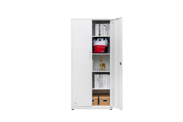 High Storage Cabinet with 2 Doors and 4 Partitions to Separate 5 Storage Spaces, Home/ Office Design