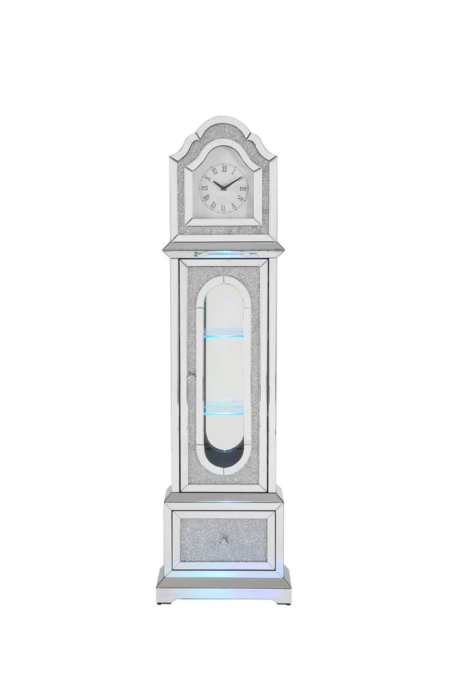ACME Noralie GRANDFATHER CLOCK W/LED Mirrored & Faux Diamonds AC00347
