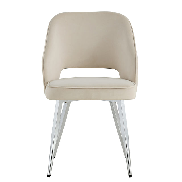 Modern Dining Chairs, Velvet Accent Chair, Living Room Leisure Chairs, Upholstered Side Chair with Metal Legs for Dining Room Kitchen Vanity Patio Club Guest (Set of 2) （Light Beige Office Chairs）