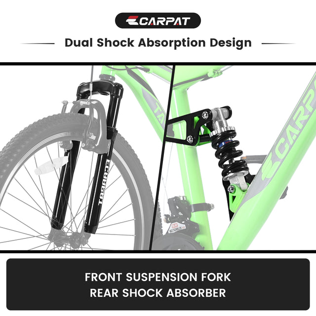 S26206 26" 21-Speed Bicycle for Adult, Front and rear shock absorption, Camping Bicycle, Height Adjustable ,Mountain Bicycle for Roadways, Mountains bike