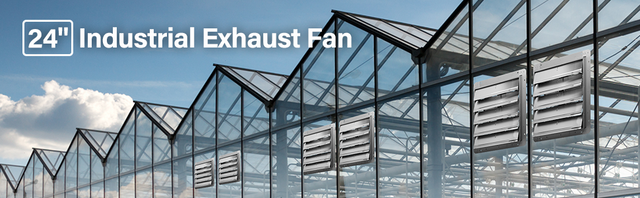 iPower 24 Inch Shutter Exhaust Fan Aluminum High Speed 1400RPM, 2750 CFM, 1-Pack, Silver