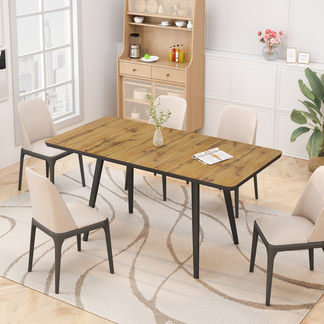 Modern Square Functional Dining Table for Dining Room，Industrial Style，Easy Assembly，Oak