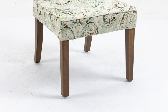 Cover Removable Interchangeable and Washable Multi-color Blue Floral Fabric Upholstered Parsons Chair with Solid Wood Legs 2 PCS