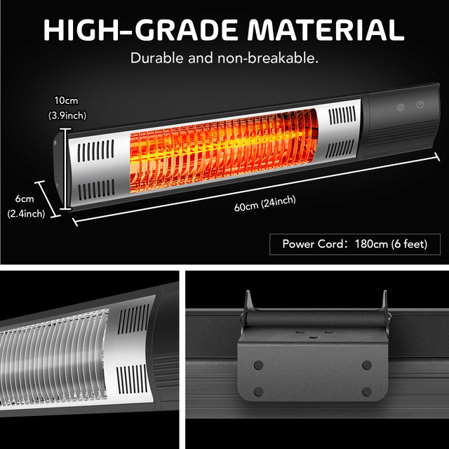 Simple Deluxe Wall Mounted Patio Outdoor Heater for Balcony, Courtyard with Remote Control