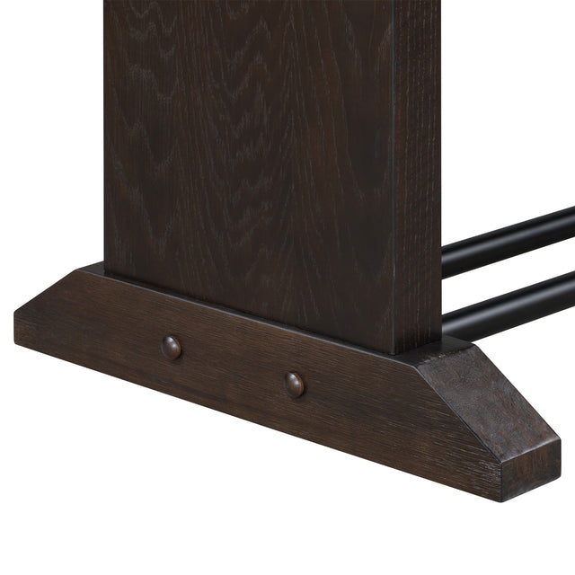 TREXM Farmhouse Wood Dining Table with Iron Pipes for 6 Person for Kitchen Dining Room (Espresso)