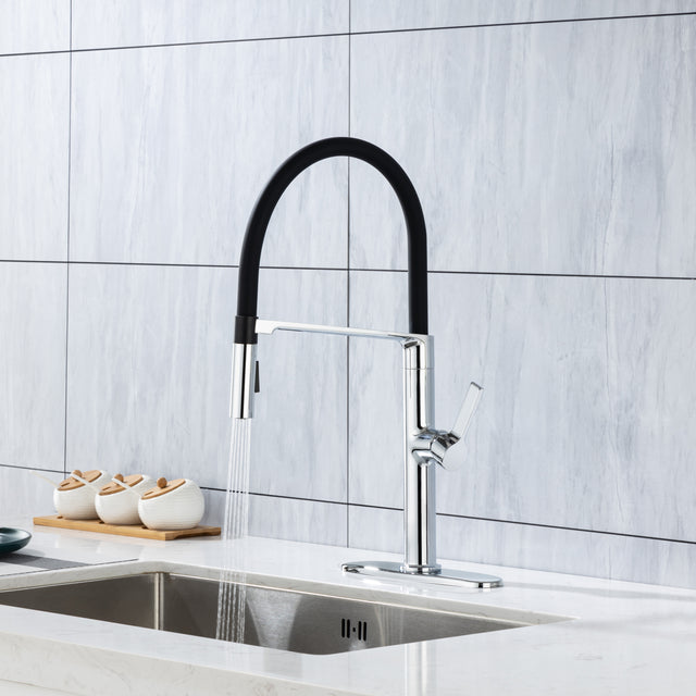 Pull-Down Kitchen Faucet with Two Functional Sprayer, Commercial Single Handle Single Lever Kitchen Sink Faucet with Magnetic Docking Spray Head, Quick Easy Installed Water Faucet