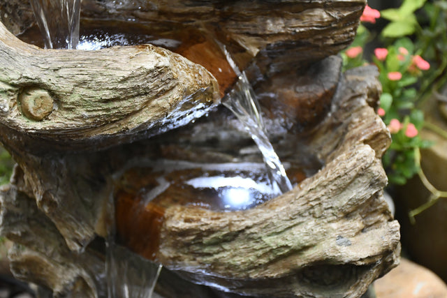 Indoor Outdoor  5-Tier Floor Rack Water Fall Fountain with White LED Light for Patio Yard Garden Lawn