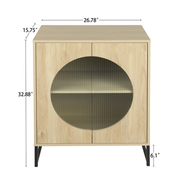 Storage Cabinet with Glass Door, No handle design,Push to open the door,Sideboard Buffet Cabinet for Kitchen,Dining Room