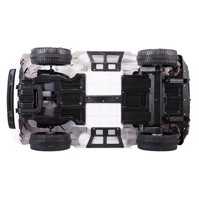 12V Kid Ride on Police Car with Parental Remote Control, Battery Powered Electric Truck with Siren, Flashing Lights, Music, Spring Suspension, White