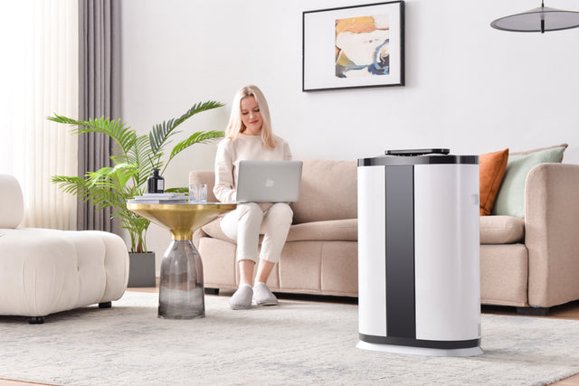 Smart Air Purifier with H13 True HEPA Filter for large rooms up to 3000 Sq.Ft .Capture 99.9% of Pet Daner, Smoke, Dust, Pollen, Formaldehyde. Wisdom WiFi , PM2.5 Monitor, Auto Mode, Movable wheel.