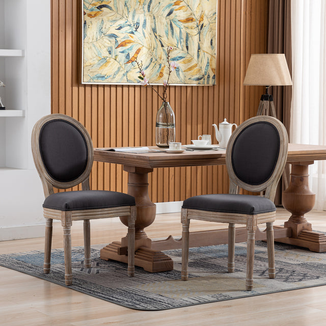 HengMing Upholstered Fabrice French Dining  Chair with rubber legs,Set of 2