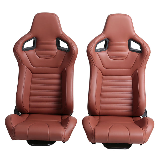2-Piece Ergonomic Racing Seats with Adjustable Double Slides,PVC Racing Simulator Game seats,Brick Red